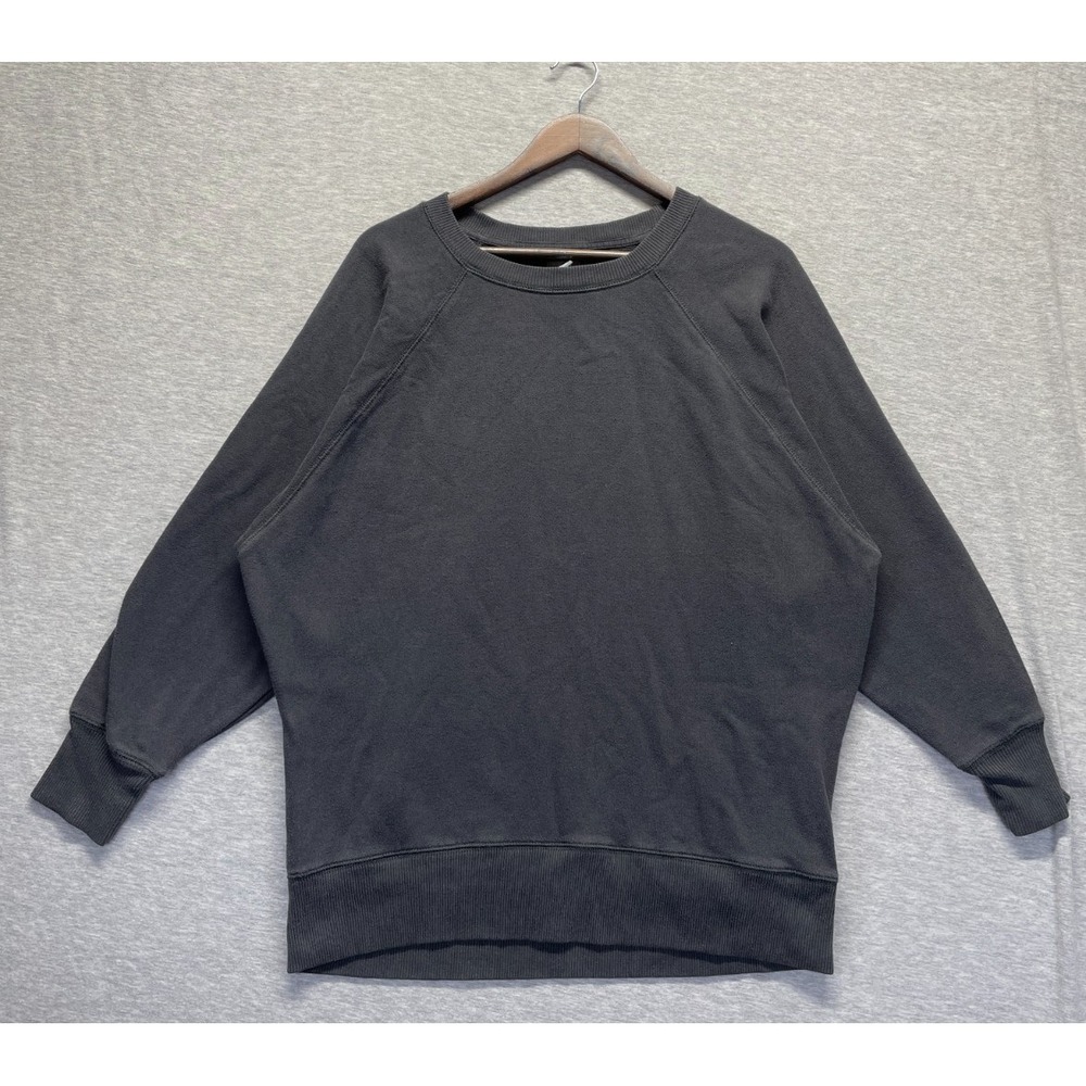 Aerie Sweatshirt Womens Medium Dark Gray‎ Fleece Lined Raglan Sleeve Ribbed Trim